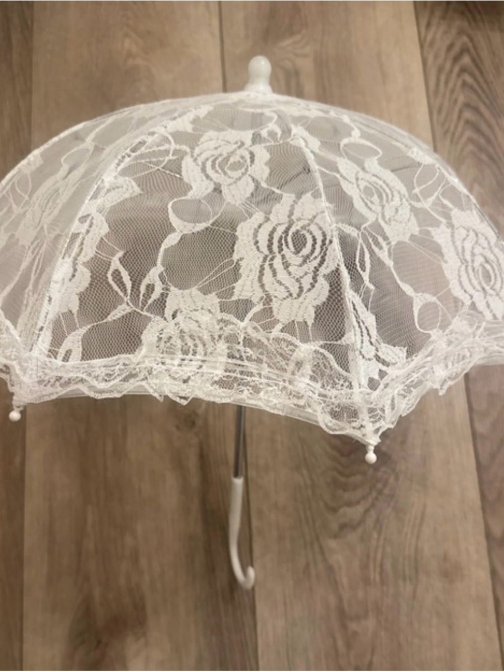 White Lace Parasol Umbrella - Romantic Bridal Accessory